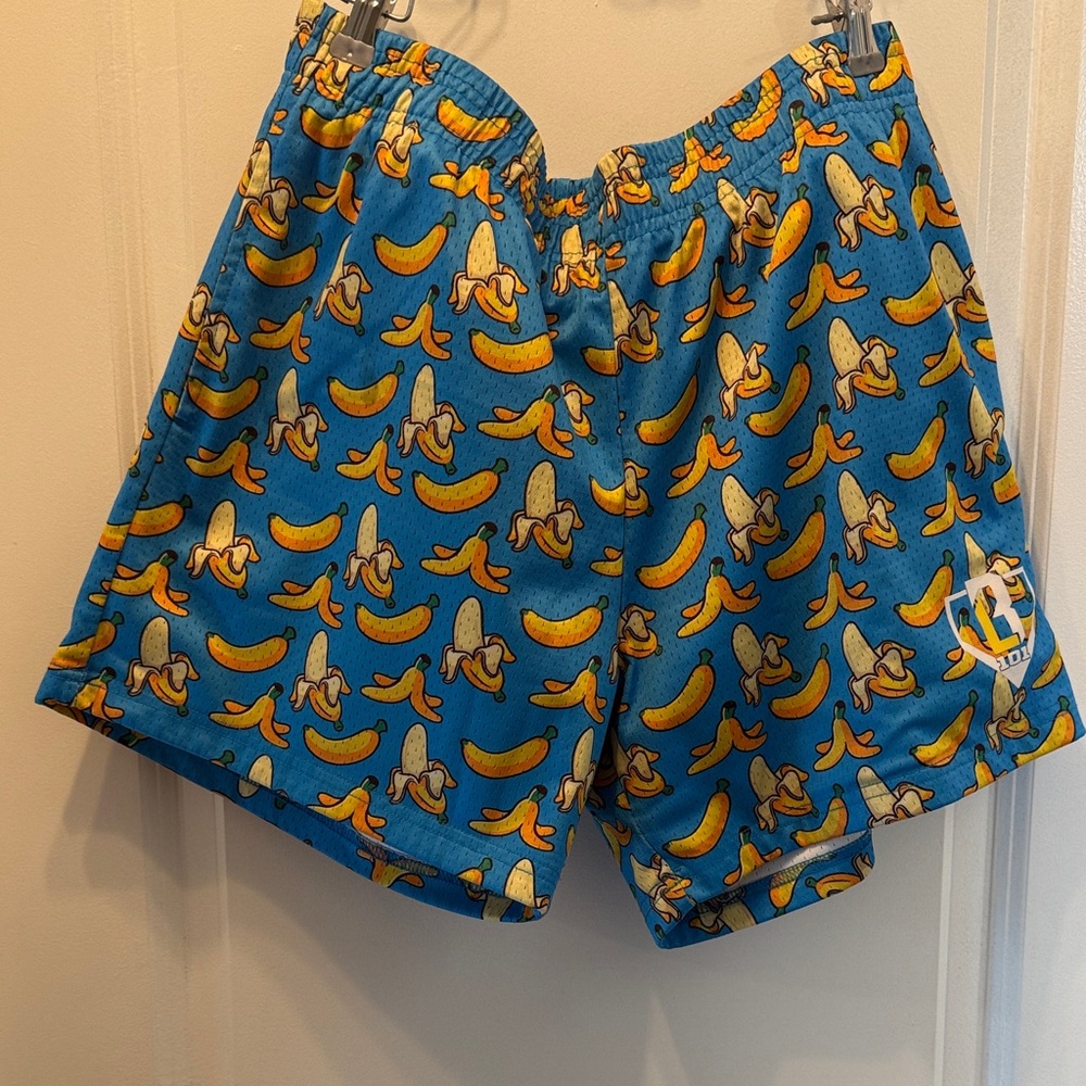 Baseball Lifestyle 101 - Men's Blue Banana Print Athletic Shorts